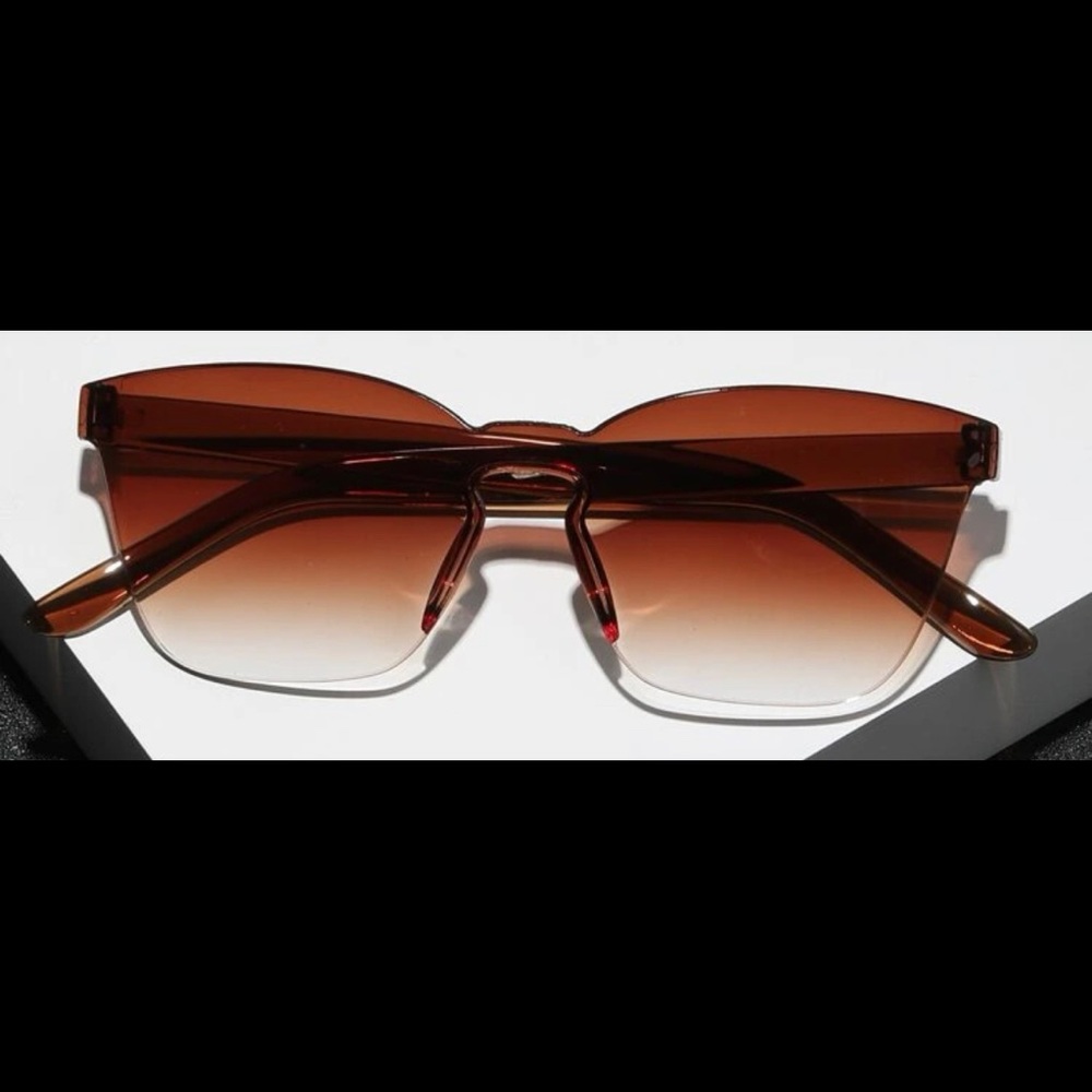 2 PAIR OF RIMLESS OMBRE/SHEILD LENS SUNGLASSES UNISEX in Purple & Brown - Picture 5 of 6